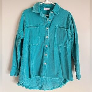 Pink Lily Turquoise Corduroy Shirt